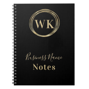 Business Monogram Logo Black Gold Notebook