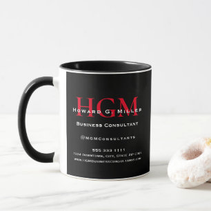 Business Monogram Logo Black Red White Promotional Mug