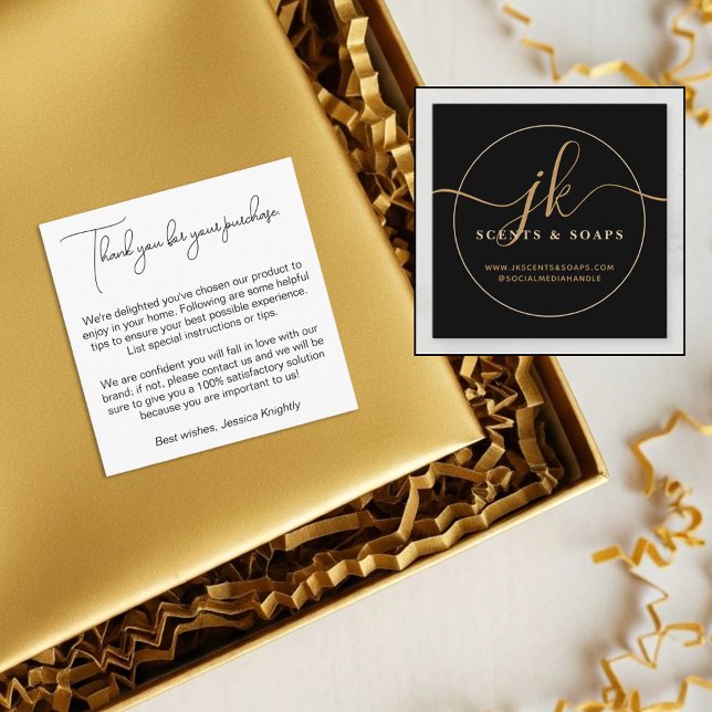 Business Monogram Script Logo Customer Thank You Enclosure Card (Creator Uploaded)