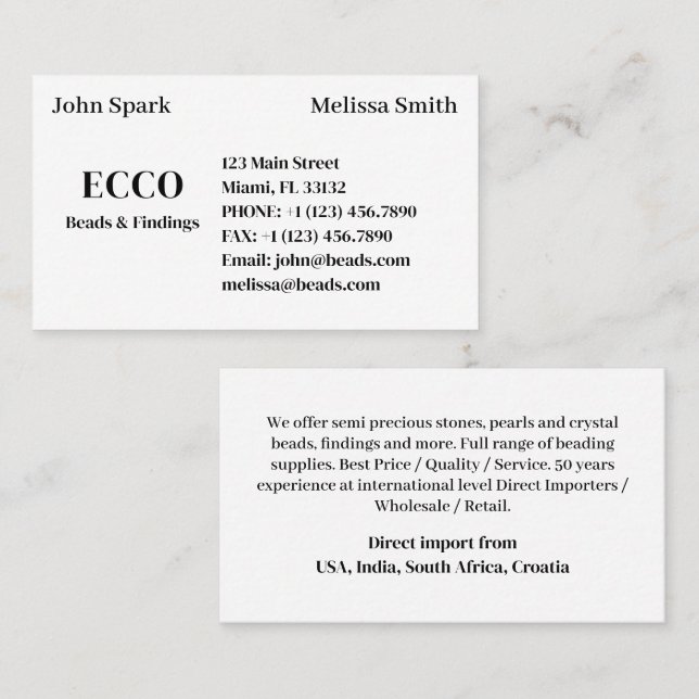 Business Monogram Simple Basic Classic Card (Front/Back)