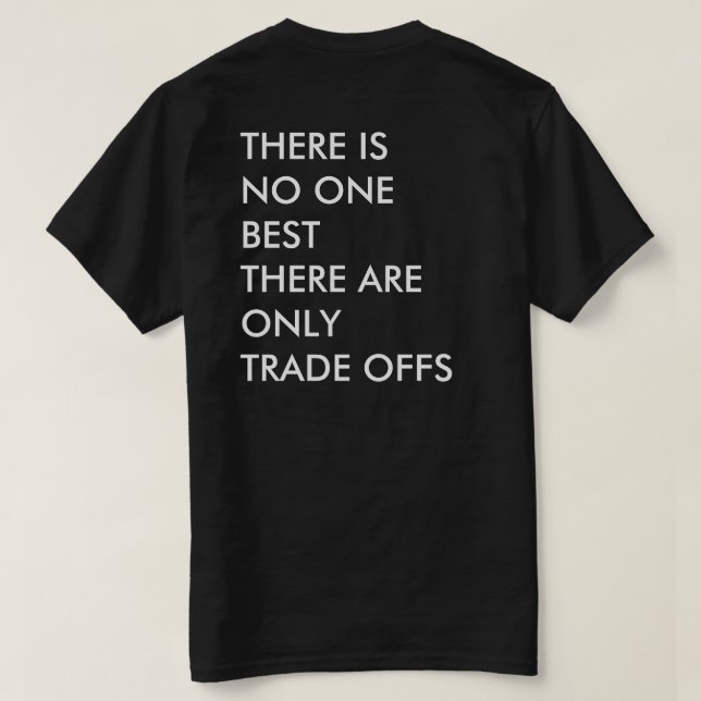 Business Moto for entrepreneur Trade offs T-Shirt (Design Back)