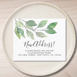 Business Moving Announcement Flyer<br><div class="desc">Let your customers know your new address with these flyers. They are decorated with minimalist watercolor greenery and stylish script typography. Easily customisable. Original Watercolor © Michele Davies.</div>