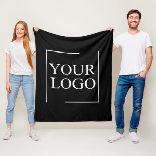 Business Name Add Logo Company Professional Text Fleece Blanket
