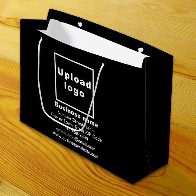 Business Name and Information Black Large Gift Bag (Build brand name awareness. Your business brand on black large gift bag.)