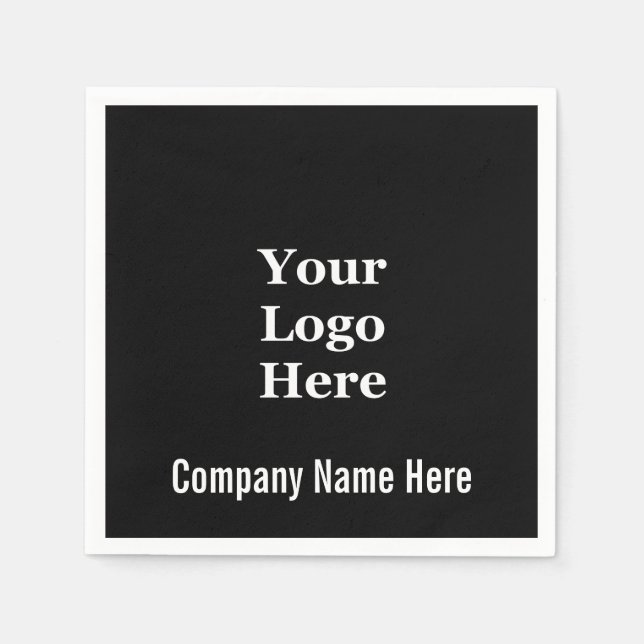 Business Name and Logo Black and White Template Napkin (Front)