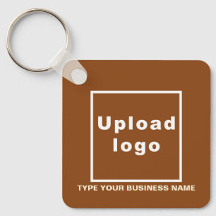 Business Name and Logo Brown Square Keychain