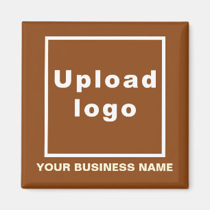 Business Name and Logo Brown Square Magnet