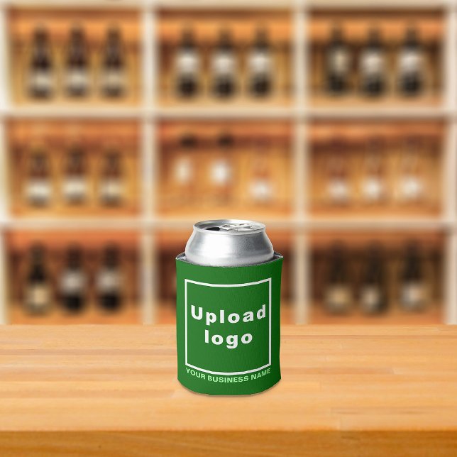 Business Name and Logo Green Can Cooler (Build brand name awareness. Your business brand on green can cooler.)