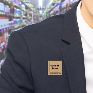 Business Name and Logo Light Brown Square Button