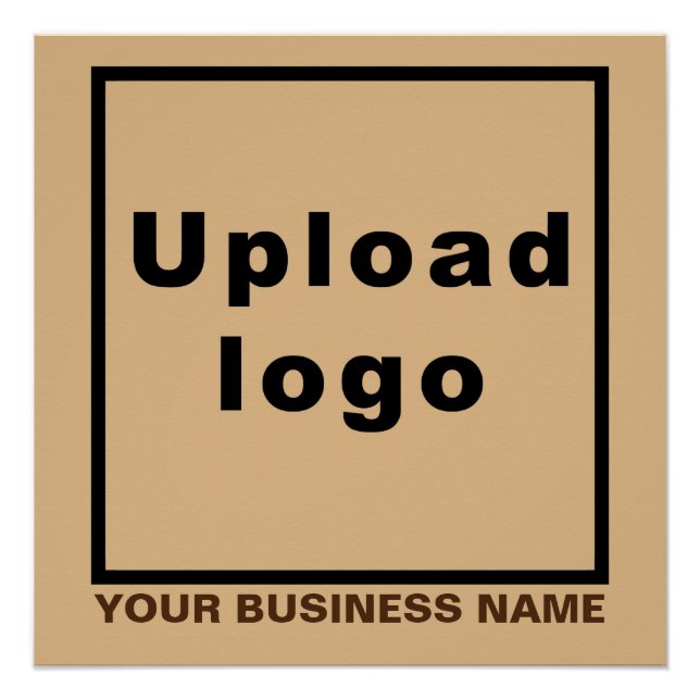 Business Name and Logo, Light Brown Square Glossy Poster (Front)