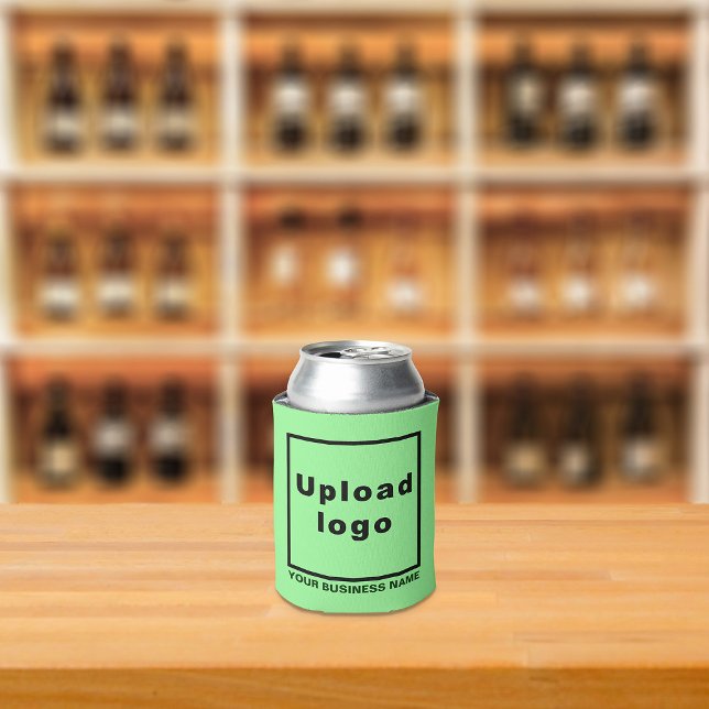 Business Name and Logo Light Green Can Cooler (Build brand name awareness. Your business brand on light green can cooler.)