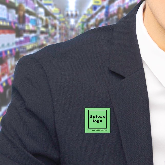 Business Name and Logo Light Green Square Button (Build brand name awareness. Your business name and logo on light green square button.)