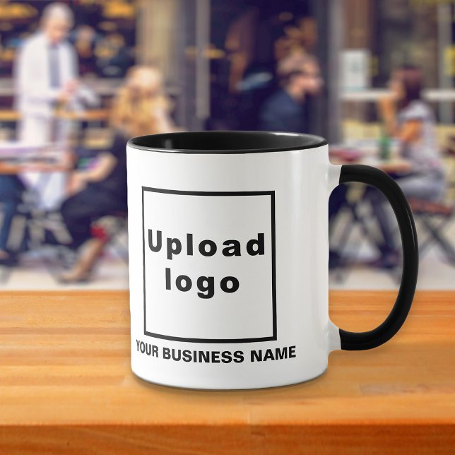 Business Name and Logo on Black Combo Mug (Build brand name awareness. Your business name and logo on black combo mug.)