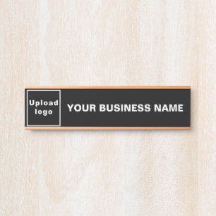 Business Name and Logo on Black Hanging Door Sign