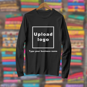 Business Name and Logo on Black Long Sleeve T-Shirt