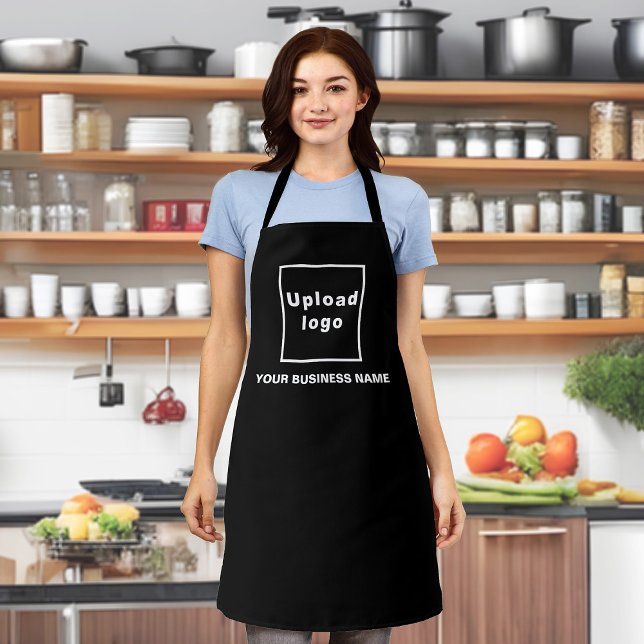 Business Name and Logo on Black Polyester Apron (Your business name and logo on black apron.)