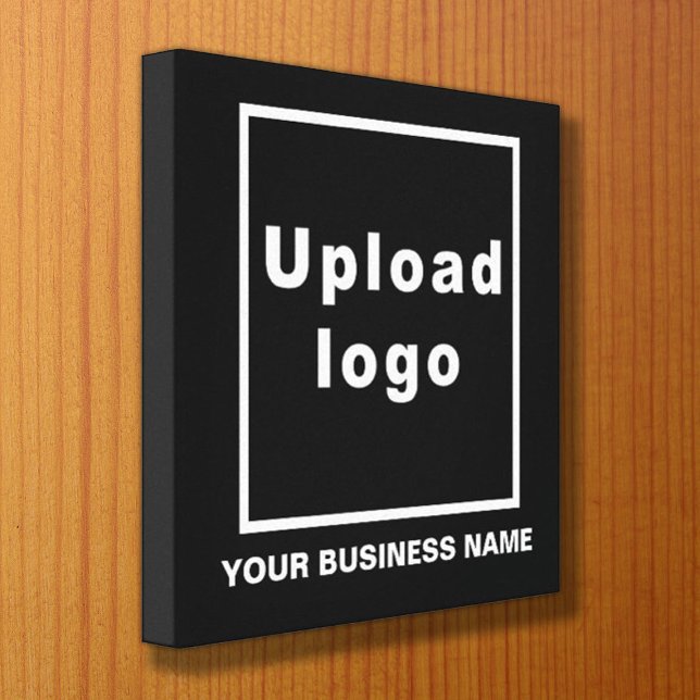 Business Name and Logo on Black Square Canvas Print (Creator Uploaded)