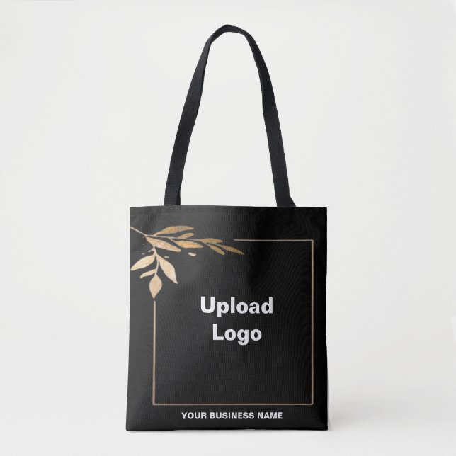 Business Name and Logo on Black Tote Bag (Front)