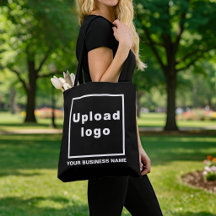 Business Name and Logo on Black Tote Bag