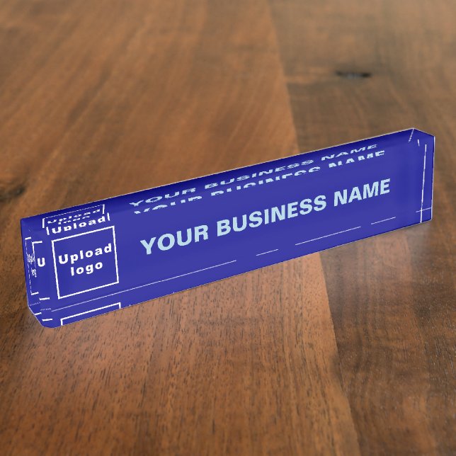 Business Name and Logo on Blue Acrylic Nameplate (Side)