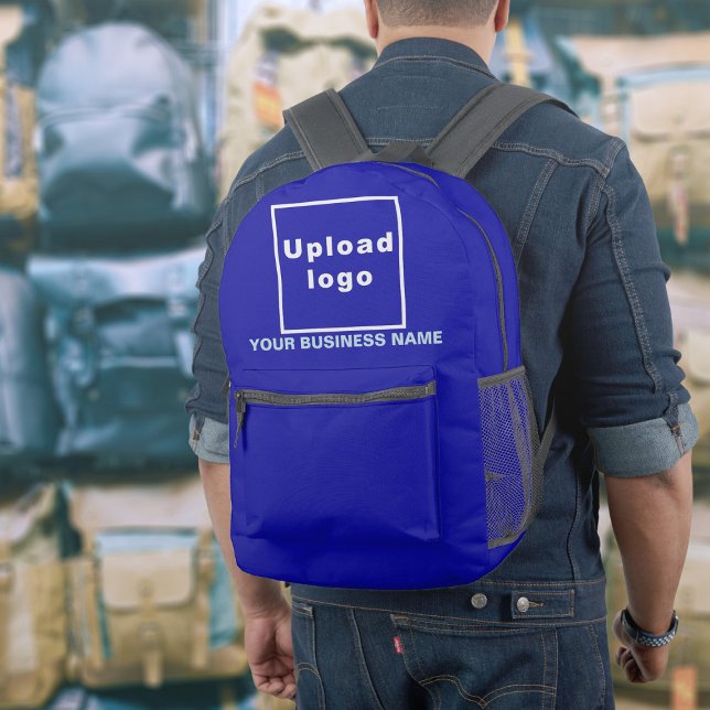 Business Name and Logo on Blue Backpack (Build brand name awareness. Your business name and logo on blue backpack.)