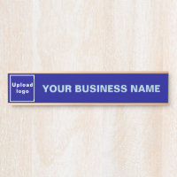 Business Name and Logo on Blue Long Hanging