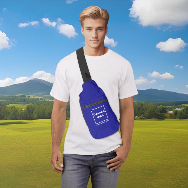 Business Name and Logo on Blue Sling Bag (Business name and logo on blue sling bag)