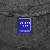 Business Name and Logo on Blue Square Iron On