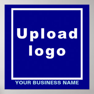 Business Name and Logo on Blue Square Poster