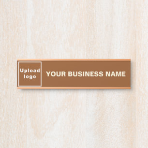 Business Name and Logo on Brown Hanging Door Sign