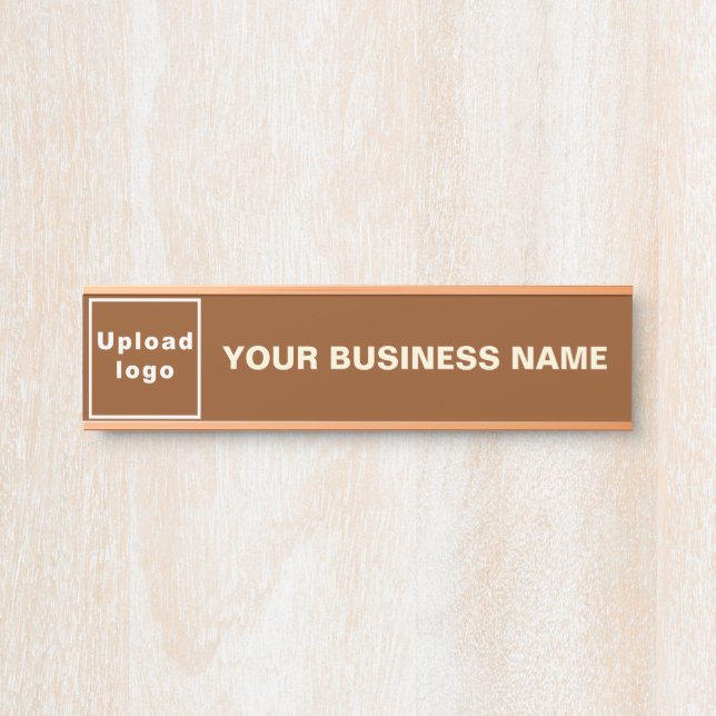 Business Name and Logo on Brown Hanging Door Sign (Front)