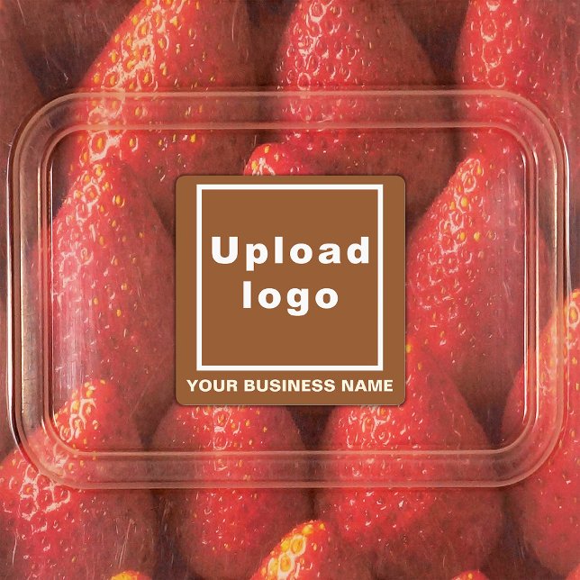 Business Name and Logo on Brown Square Adhesive (Brown square adhesive label with your business name and logo)