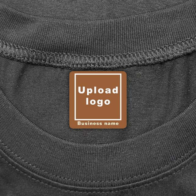 Business Name and Logo on Brown Square Iron On (Brown square iron on label with your business name and logo)