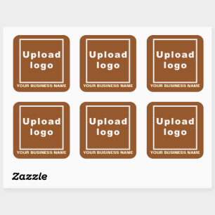 Business Name and Logo on Brown Square Sticker