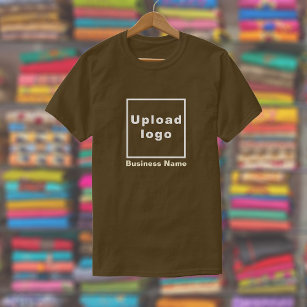 Business Name and Logo on Brown T-Shirt
