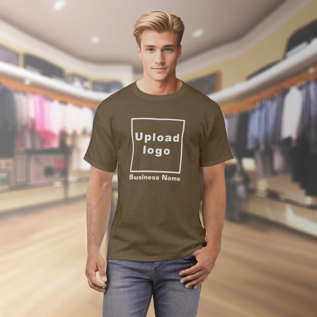 Business Name and Logo on Brown T-Shirt (Brown t-shirt with your business name and logo on model)