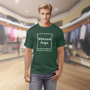Business Name and Logo on Deep Forest Green T-Shirt