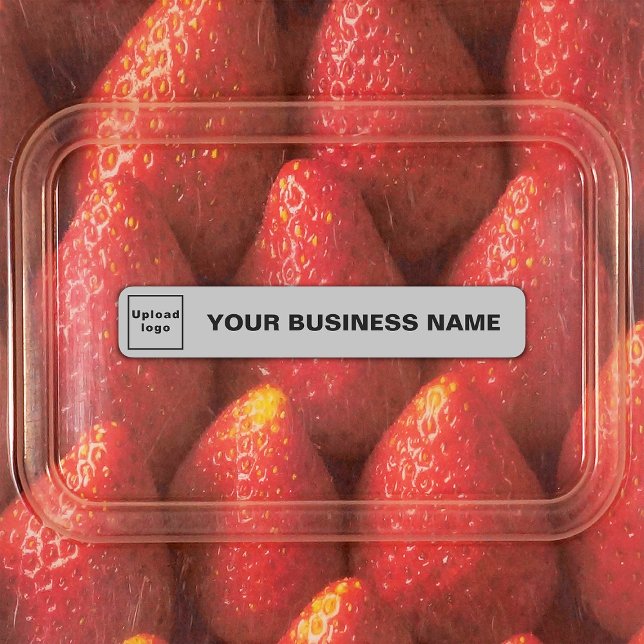 Business Name and Logo on Gray Slim Adhesive Label (Creator Uploaded)