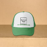 Business Name and Logo on Green and White Trucker Hat<br><div class="desc">Trucker hat that you can customize to put your business name. You can give it as giveaway item or gift to your customers. You can also include it in your marketing materials to advertise your business or in your promotional products to promote your brand name. Trucker hat with your business...</div>