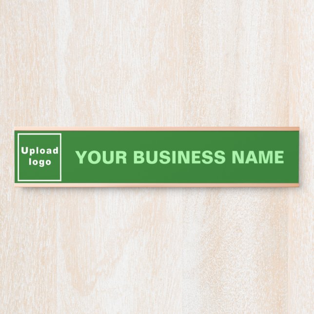 Business Name and Logo on Green Long Hanging Door Sign (Front)