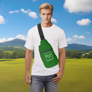 Business Name and Logo on Green Sling Bag