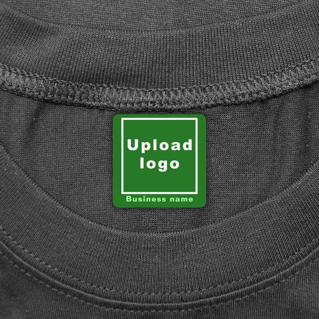 Business Name and Logo on Green Square Iron On (Green square iron on label with your business name and logo)