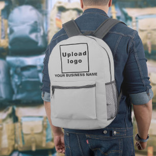 Business Name and Logo on Grey Backpack