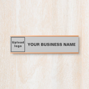 Business Name and Logo on Grey Hanging Door Sign