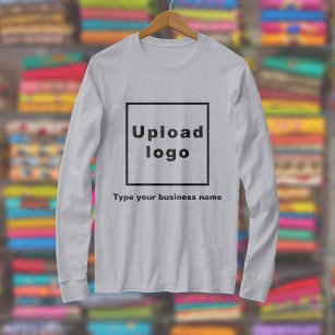 Business Name and Logo on Grey Long Sleeve T-Shirt