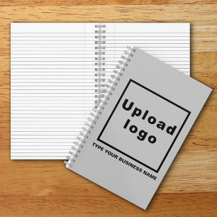 Business Name and Logo on Grey Spiral Notebook