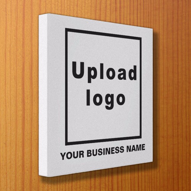 Business Name and Logo on Grey Square Canvas Print (Creator Uploaded)
