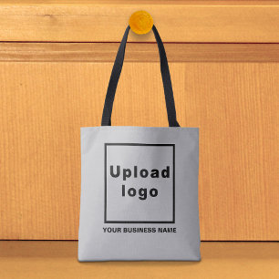 Business Name and Logo on Grey Tote Bag