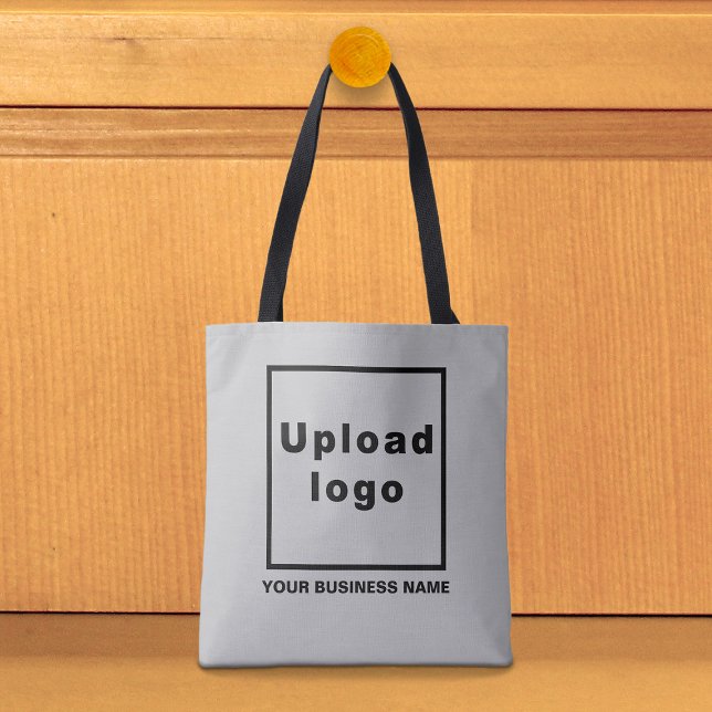 Business Name and Logo on Grey Tote Bag (Gray tote bag with your business name and logo)