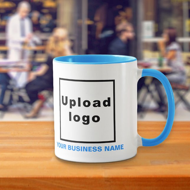 Business Name and Logo on Light Blue Combo Mug (Build brand name awareness. Your business name and logo on light blue combo mug.)